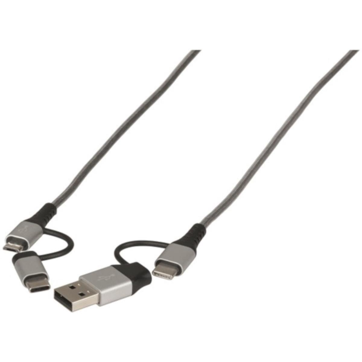 4-in-1 Charging CableUSB Type C & USB A to USB Micro B & USB Type C Lead 1.0m