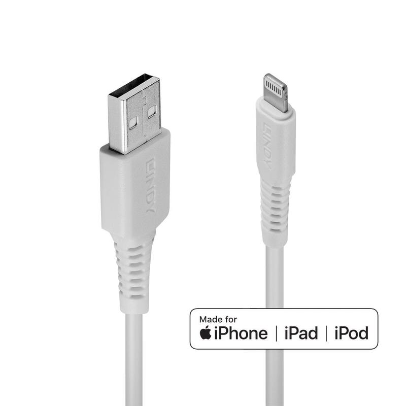 Lindy 0.5m USB to Lightning Cable, White | 31325