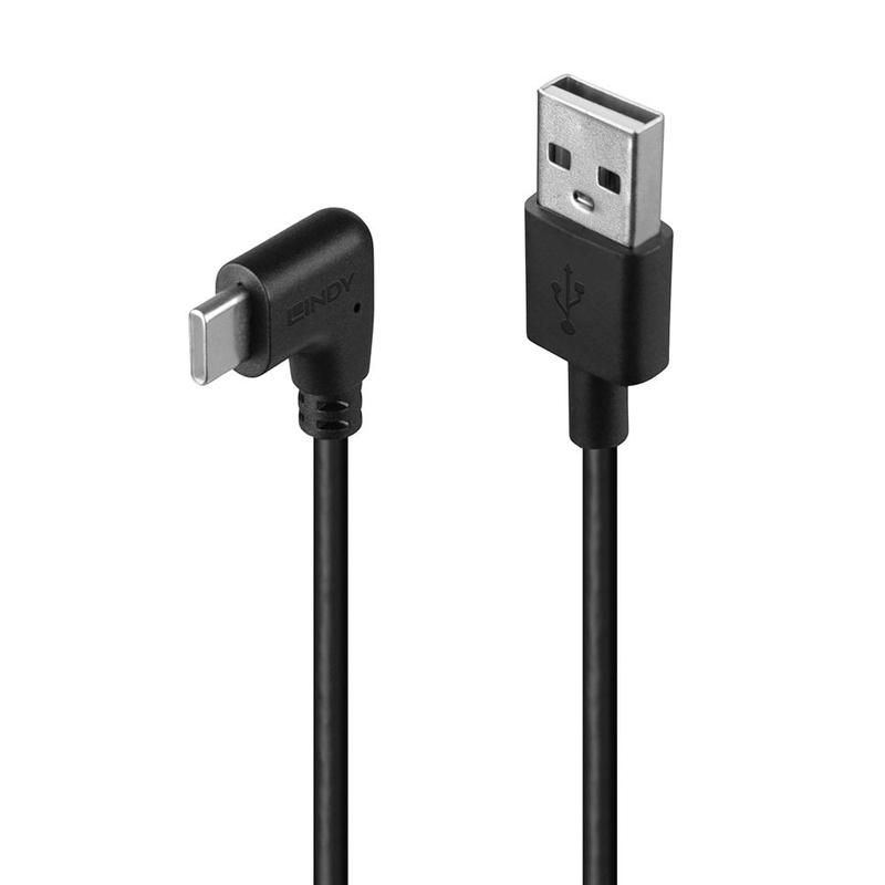 Lindy 1m USB 2.0 Type A to Right-Angled USB-C Cable | 32001