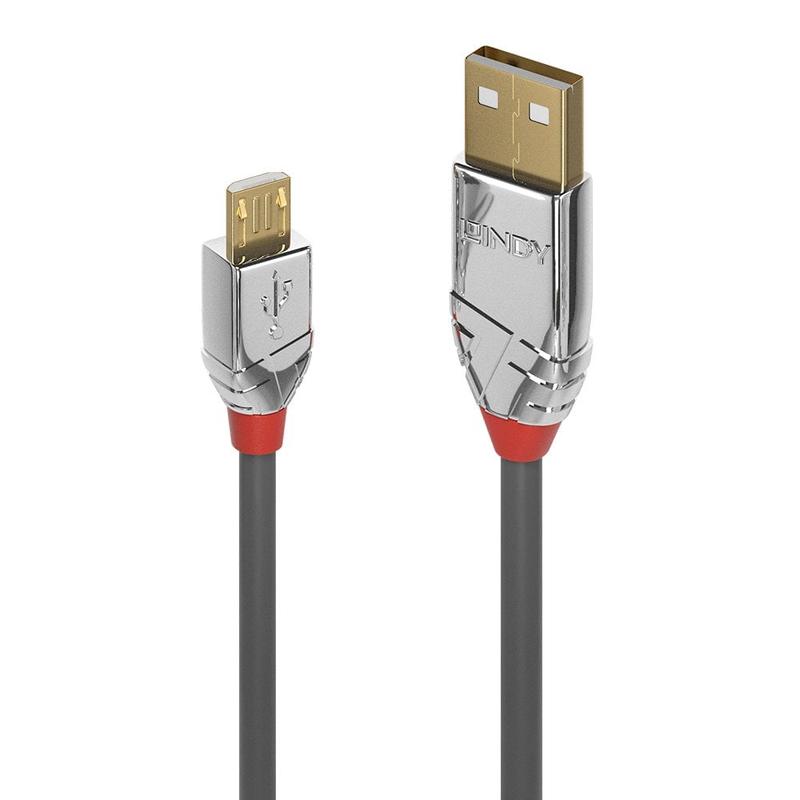 Lindy 2m USB 2.0 Type A to Micro-B Cable, Cromo Line | 36652
