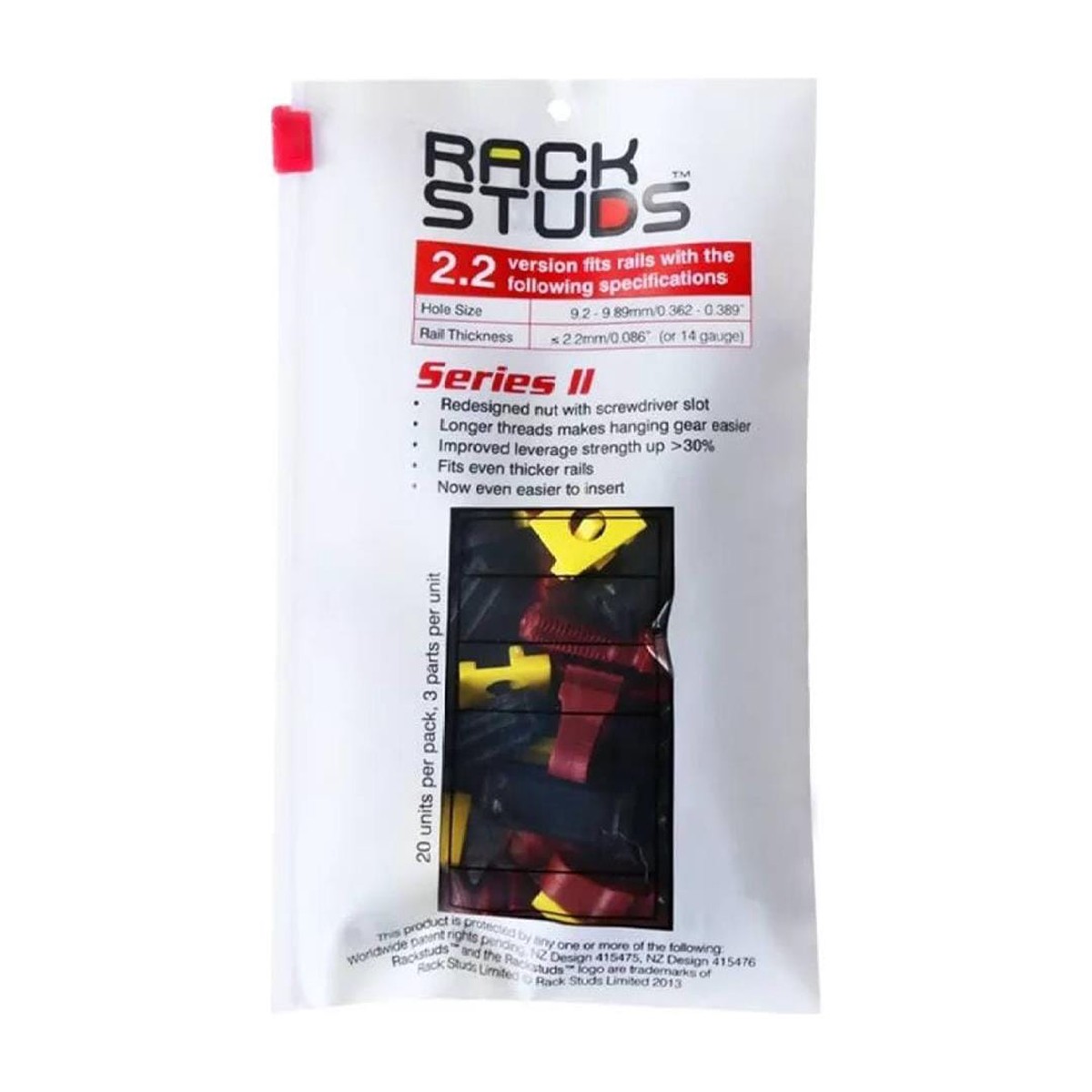 Rackstuds 2.2mm Red 20-pack RSL2.2R20-S2A
